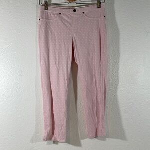 HUE Girls Pull-On Pink Pants With White Polka Dots Back Pockets Size Small New
